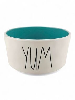 Rae Dunn Dog Cat Food Boel Blue White Large Letters YUM